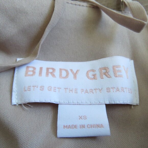 BIRDY GREY Taupe Ruffle Chiffon Maxi Bridesmaid Dress Wedding Neutral - Size XS - Picture 16 of 16